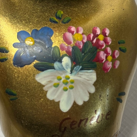 Vintage Hand Painted Brass Swiss Cow Bell w/ Fringed Leather Strap - Picture 5 of 6